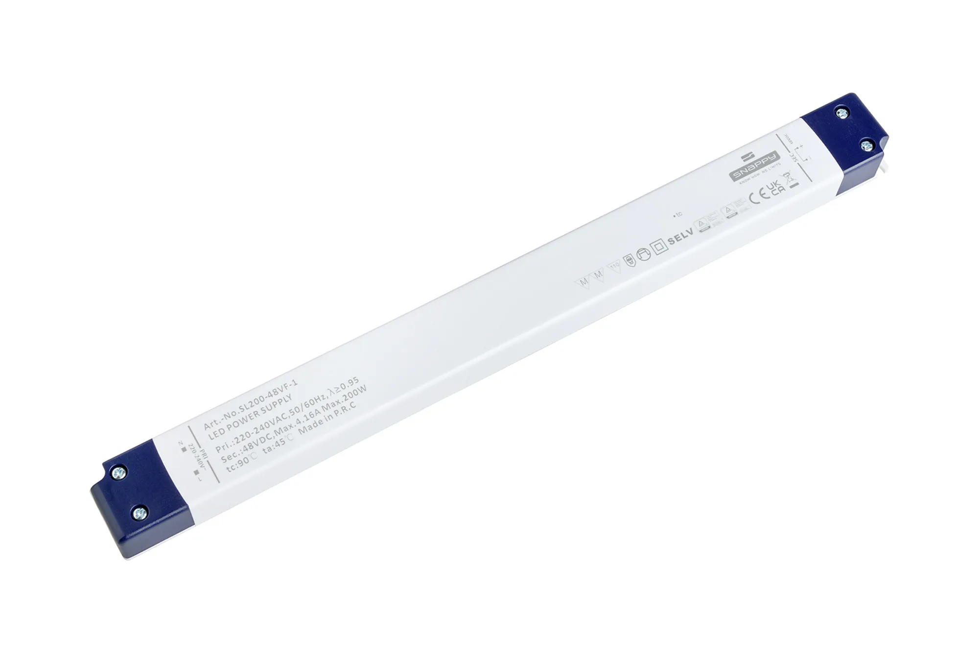 SL200-48VF-1  200W, Constant Voltage Non Dimmable LED Driver, 48VDC, 4.16A, Input 200-240VAC 50/60Hz, IP20.
